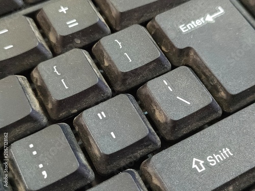 Dirty Computer Keyboard Keys Close Up