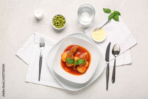 Hearty meat stew with potat...