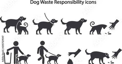 Foto Dog waste responsibility icons