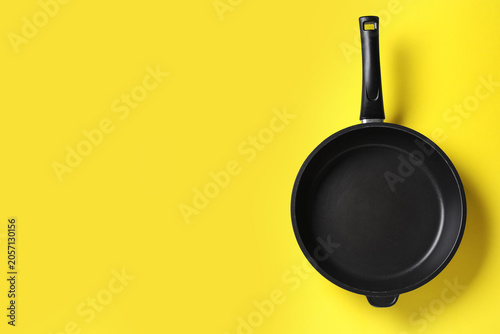 Empty black frying pan with...