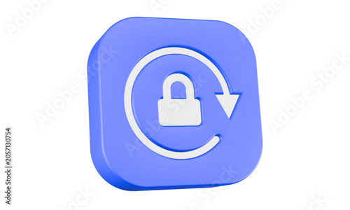 lock square button icon 3d render