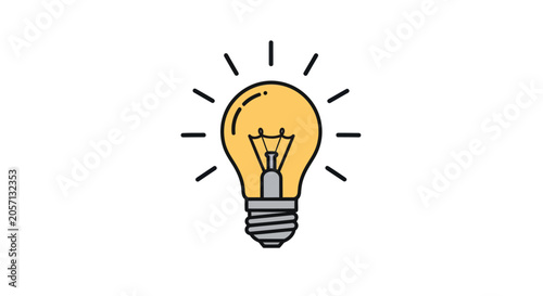 Bright idea light bulb glowing with inspiration and creativity.
