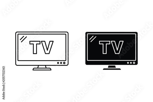Television screen comparison vector line illustration, old vs new tv design evolution