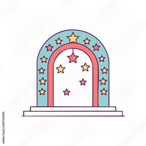 Red archway with star pattern design