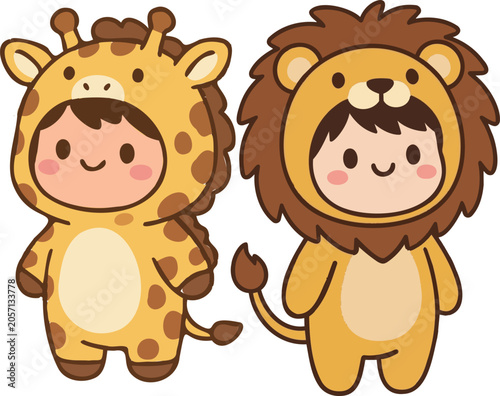 Photography Cute kids in safari animal costumes set