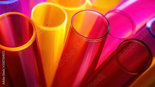 Close-up of Vibrant Translucent Tubes Showcasing Smooth Color Gradients and Studio Lighting