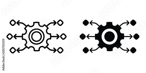 Quadro su tela Useful functions icon set in outlined drawings with flat version.