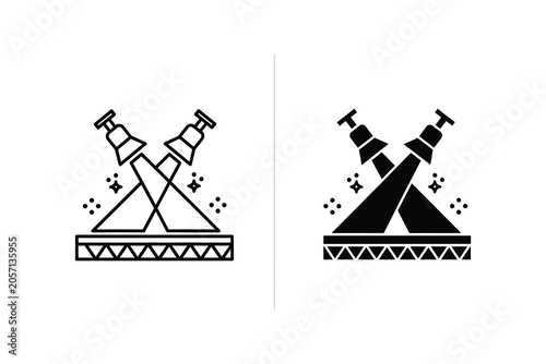 Spotlights on stage vector illustration, flat style