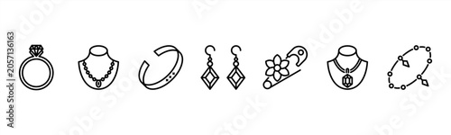 Φωτογραφία Jewelry set featuring Ring, Necklace, Bracelet, Earrings, Brooch, Pendant, Anklet for fashion and accessory visuals