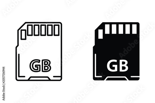 Quadro em tela Usb flash drive storage capacity vector line illustration with gigabyte symbol