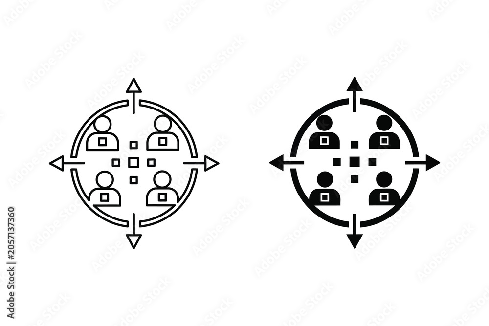 Fototapeta premium Teamwork vector illustration with people icons in circle