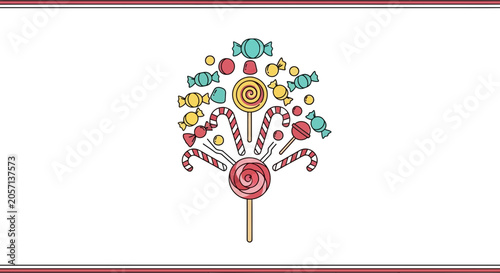 Whimsical Candy Tree: Lollipop, Candy Cane, and Sweets Arrangement