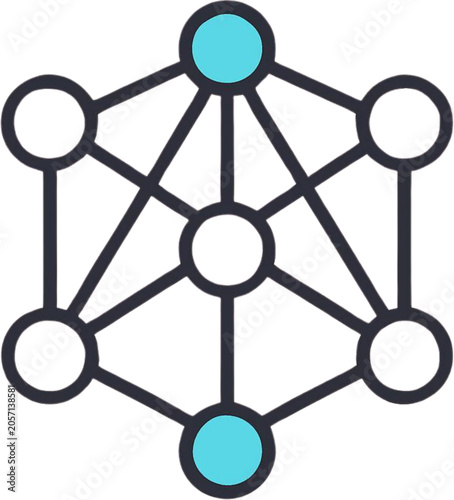 Digital education learning management network node icon representing interconnected knowledge and database systems