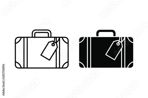Suitcase with luggage tag vector illustration, flat design