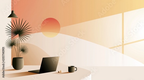 Creative workspace setup modern office digital art minimalist design inspirational atmosphere