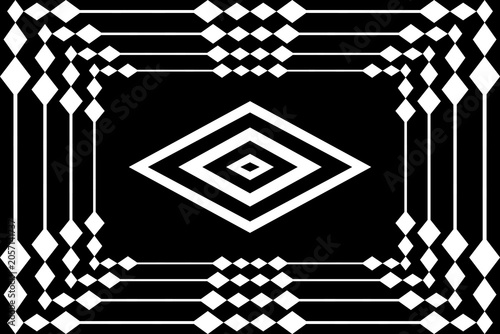 Φωτογραφία Abstract monochrome background with a central diamond shape enclosed by multiple concentric geometric frames