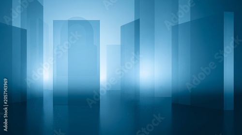 Abstract cityscape reflection modern urban environment digital art minimalist aesthetic atmospheric view