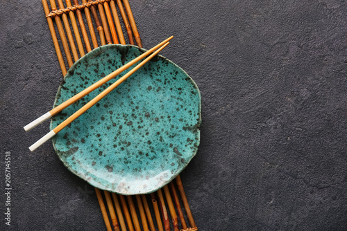 Empty ceramic plate with ch...
