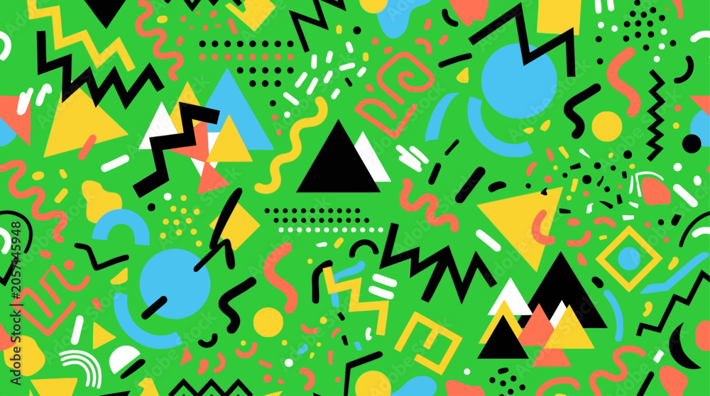 Obraz premium Vibrant memphis geometric pattern design.