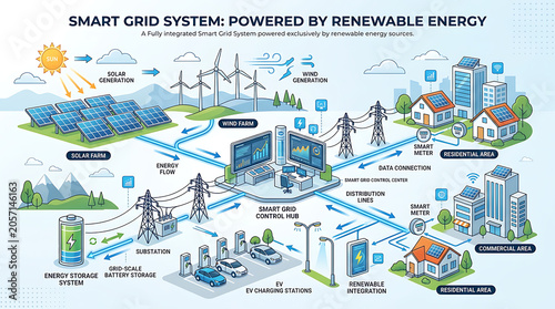 Smart grid system powered by renewable energy