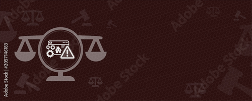 Fotografie This conceptual graphic illustrates a legal issue with a prominent warning sign and copy space for text