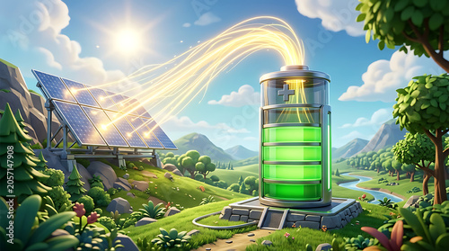Renewable energy storage system with solar panels