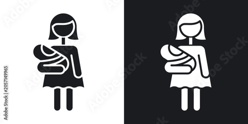 Bilde på lerret Baby sitter icons vectors in solid black and white style