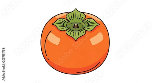 Fresh orange with green leaf and stem.