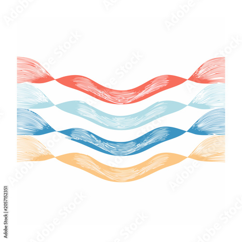 Colorful ribbons overlapping on white background