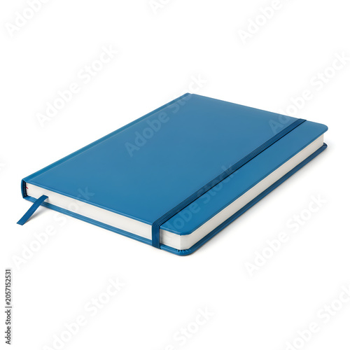 Blue closed notebook with elastic band