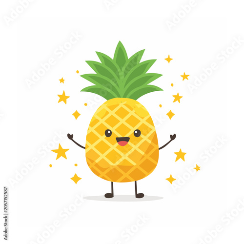 Sun face with stars and leaf vector