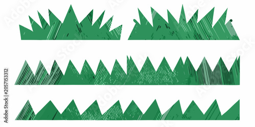 Foto Grass Silhouettes With Textured Lines On White Background