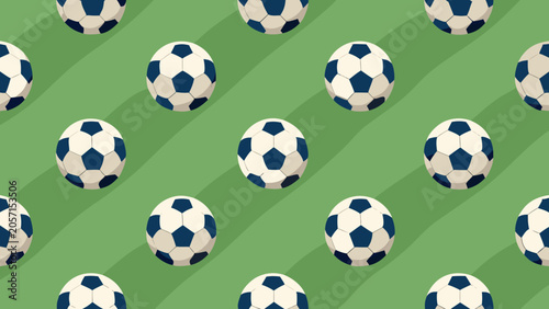 Seamless Soccer Ball Pattern Repeating On Green Background