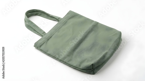 Flat Lay Sage Green Canvas Tote Bag Mockup