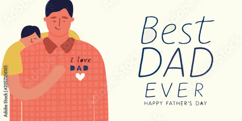 Cuadro en lienzo Father And Child Illustration Flat Vector Graphic For Celebration
