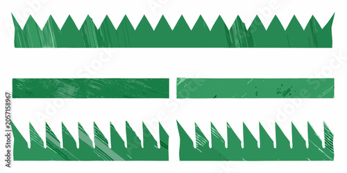 Bild auf Leinwand Green Grass Silhouettes Four Variants On White Background