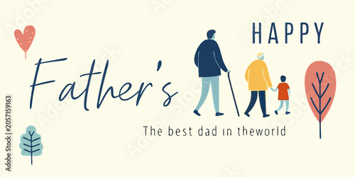 Fotografie Father s day illustration with family figures and heart shapes