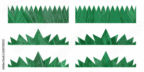 Tableau sur toile Green Grass Silhouettes Four Variants On White Background
