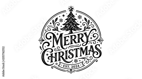 Merry Christmas Holiday Greeting Card Design.