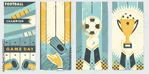 Foto Football Pattern With Halftone Dots And Sporting Equipment