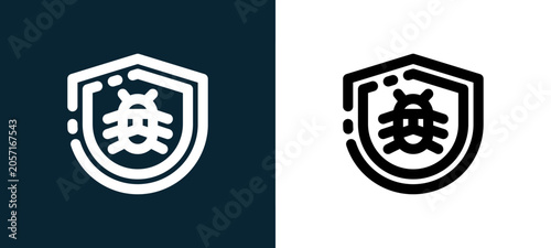 Bild auf Leinwand Two-color bug outline icon pair in black and white, editable stroke vector illus