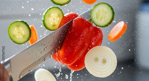 Fresh fruit slices on wooden cutting board.