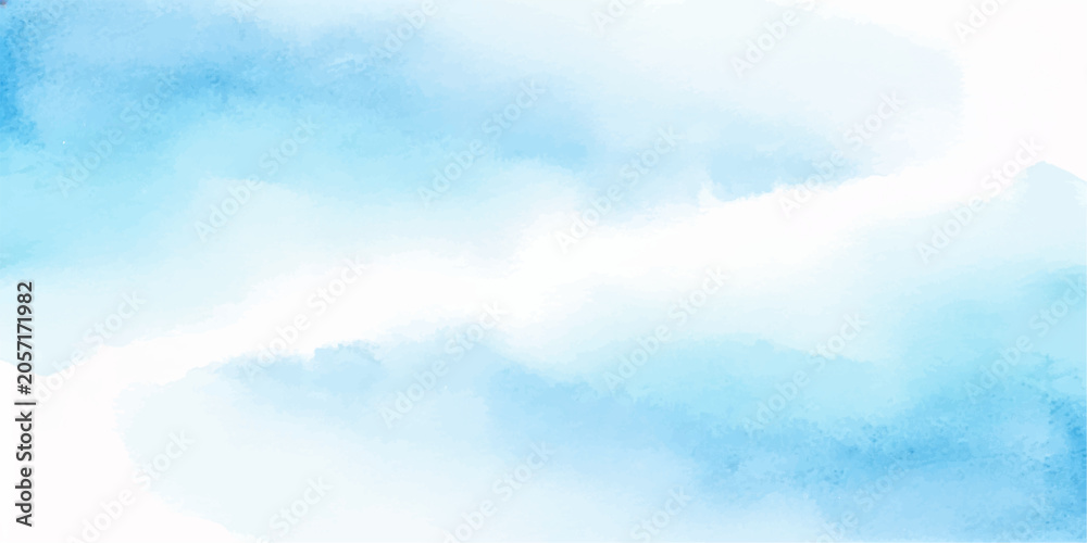 Obraz premium Abstract watercolor brushstrokes in soft hues of blue and white evoke a sense of calm and serenity, reminiscent of a cloudy sky or tranquil water.