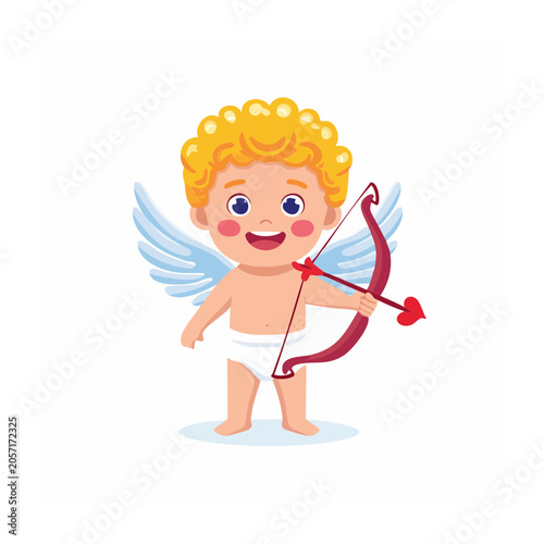 Cute cartoon girl with bunny ears and ribbon