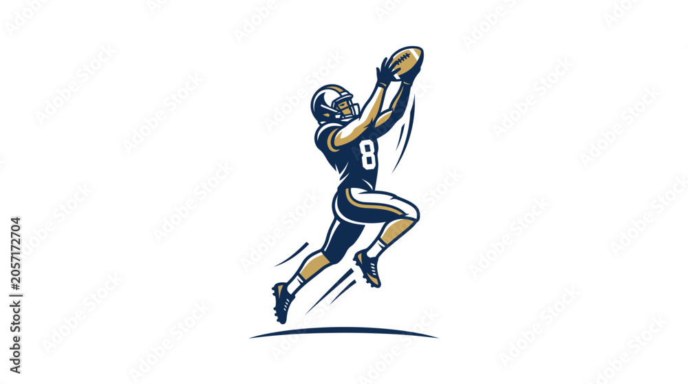 Fototapeta premium American Football Player Catching Ball Vector Illustration