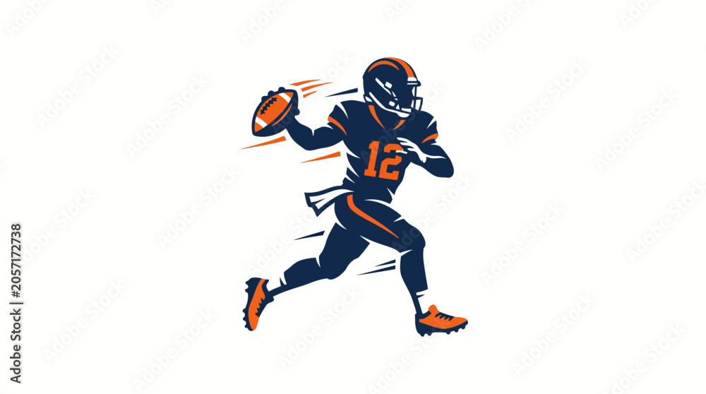 Fototapeta premium Dynamic American Football Player Vector Graphic