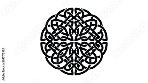 Celtic knotwork ornament black silhouette on white background