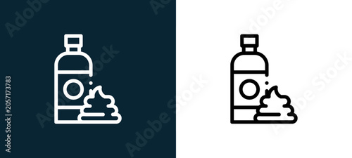 Photos Two-color foam outline icon pair in black and white, editable stroke vector illu