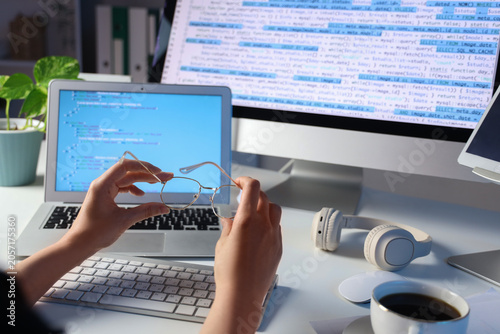 Female programmers hands wi...