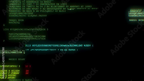 Green computer code lines display scrambled text data screen monitor glitched for techrelated designs, software development, cybersecurity concepts.